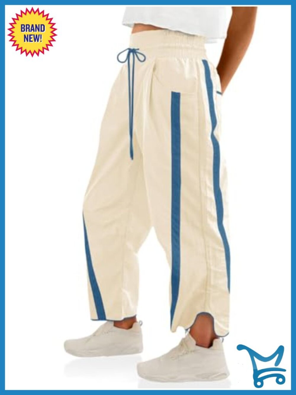 Womens Wide Leg Track Pants Elastic Waist Viscose Casual Y2K